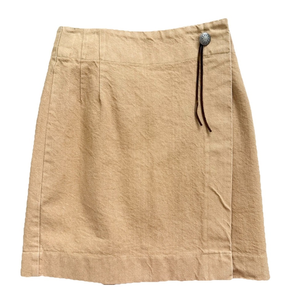 Vintage 90s Western Denim Mini Skirt Womens‎ 4 Country Rustic Boho Camel Brown